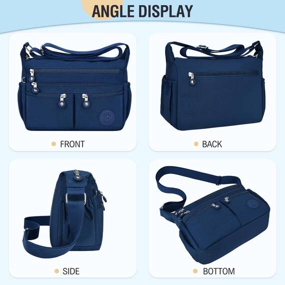 TEUEN Crossbody Bag Damen Große Kapazität Wasserdicht Nylon Umhängetasche Damen Mittelgroß, Casual Handtasche & Leichte Schultertasche Gross Messenger Bag mit Vielen Fächern