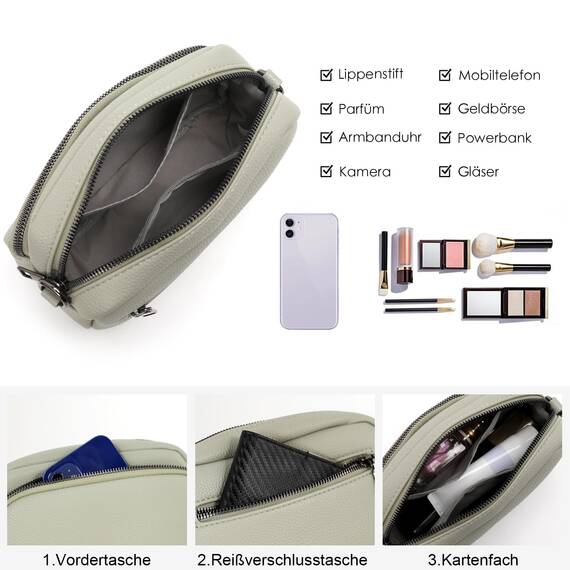 TANTOMI Umhängetasche Damen Klein, Crossbody Bag Damen Handytasche zum Umhängen, Moderne Handtasche Damen Klein mit Breitem Schultergurt, Damen Tasche Tägliches Arbeiten, Einkaufen,Reisen