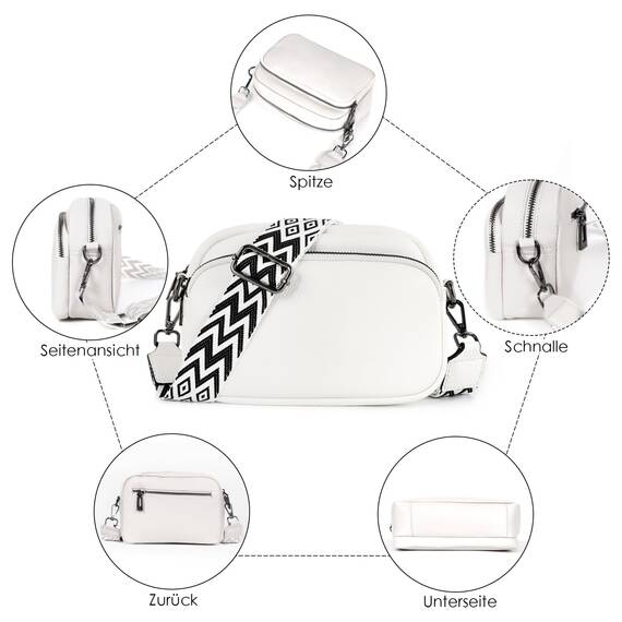 TANTOMI Umhängetasche Damen Klein, Crossbody Bag Damen Handytasche zum Umhängen, Moderne Handtasche Damen Klein mit Breitem Schultergurt, Damen Tasche Tägliches Arbeiten, Einkaufen,Reisen