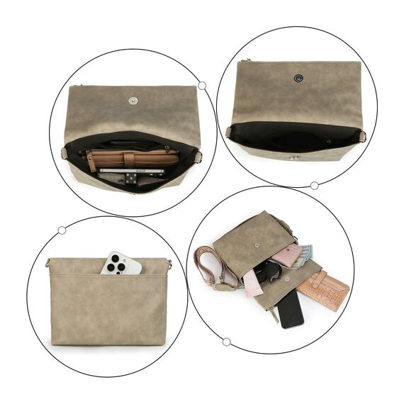 Gladdon Umhängetasche damen,Schultertasche mit Reißverschluss, Crossbody Tasche, Leder Handtasche Klein, Daypack……