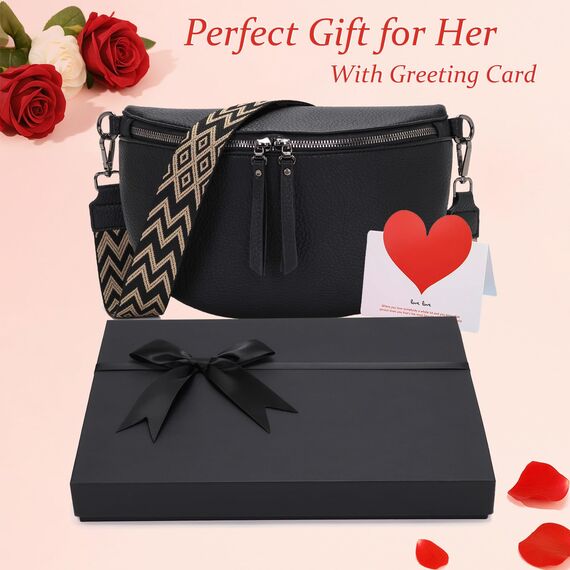 Vezluax Schwarz Geschenkbox 31×21×4cm mit Damentasche Geschenk für Frauen zum Geburtstag Muttertag Valentinstag Jahrestag & Weihnachten Schwarz Tasche