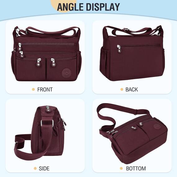 TEUEN Crossbody Bag Damen Große Kapazität Wasserdicht Nylon Umhängetasche Damen Mittelgroß, Casual Handtasche & Leichte Schultertasche Gross Messenger Bag mit Vielen Fächern