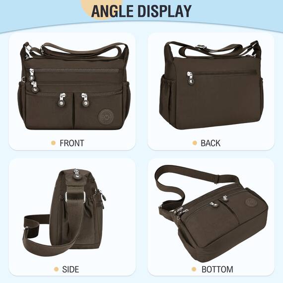 TEUEN Crossbody Bag Damen Große Kapazität Wasserdicht Nylon Umhängetasche Damen Mittelgroß, Casual Handtasche & Leichte Schultertasche Gross Messenger Bag mit Vielen Fächern