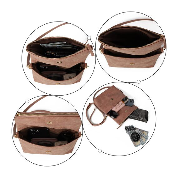 Gladdon Umhängetasche damen,Schultertasche mit Reißverschluss, Crossbody Tasche, Leder Handtasche Klein, Daypack…