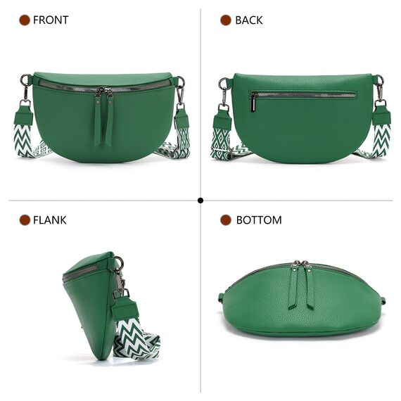 Vezluax 30x20cm umhängetasche Damen Bauchtasche Damen Groß Vegan Leder Crossbody Bag stylisch Gürteltasche Brusttasche Frauen mit breitem Gurt Mintgrün