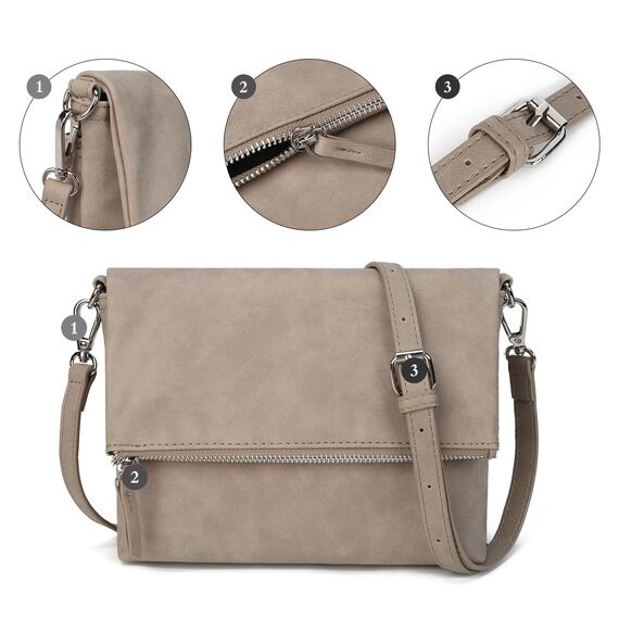 Gladdon Umhängetasche damen,Schultertasche mit Reißverschluss, Crossbody Tasche, Leder Handtasche Klein, Daypack…