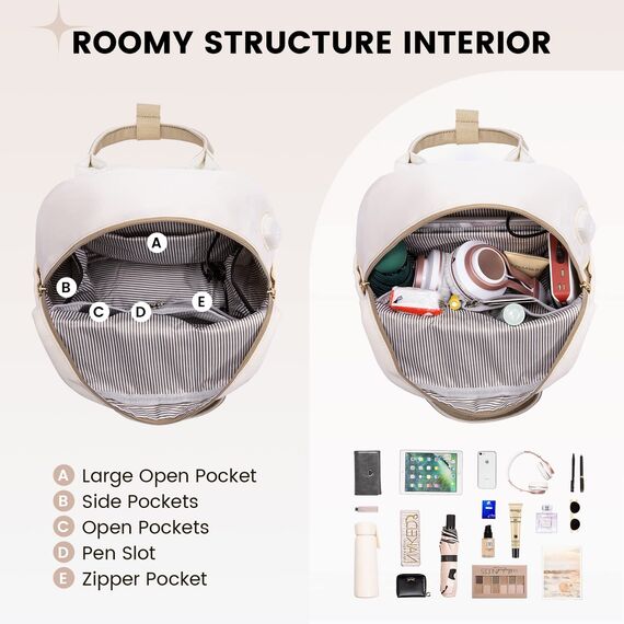 LOVEVOOK 13,3 Zoll Rucksack Damen Klein, Wasserdicht Cityrucksack Handtasche 2 in 1, Mini Tasche Daypack Backpack Women Elegant für Freizeit Schule Reisen Arbeit, Grün Beige