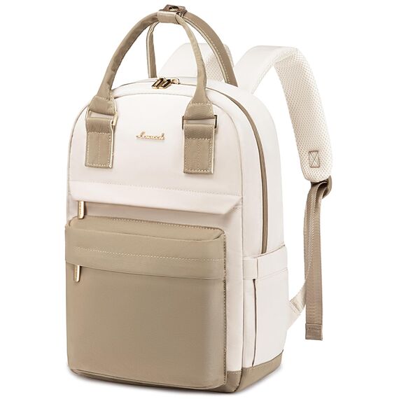 LOVEVOOK Damen Rucksack Mittelgroß, 14 Zoll Schulrucksack Teenager Mädchen Laptop Backpack School Bag Schultasche Arbeitstasche, Wasserdicht Travel Backpack für Reise Uni College, Khaki Beige