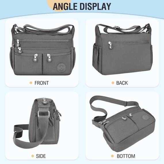 TEUEN Crossbody Bag Damen Große Kapazität Wasserdicht Nylon Umhängetasche Damen Mittelgroß, Casual Handtasche & Leichte Schultertasche Gross Messenger Bag mit Vielen Fächern