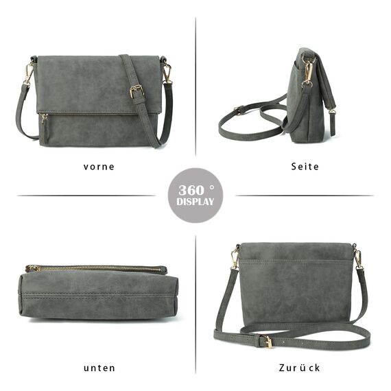 Gladdon Damen Klein Handtasche Umhängetasche,Crossbody Tasche Schultertasche Elegant Clutch Messenger PU-Leder Taschen Für Täglich Arbeit Einkaufen(dunkelgrau)