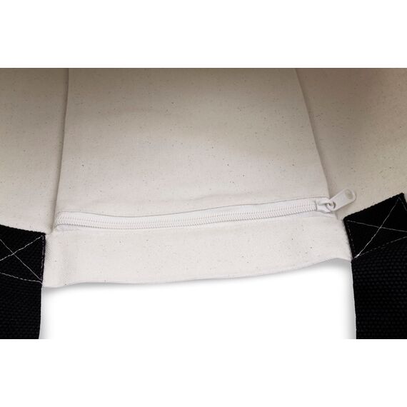 Cottonbagjoe Große Shopper Baumwolltasche 45 × 38 × 10 cm aus 220 g/m² Baumwolle – Stofftasche mit Reißverschluss-Innentasche, Softfinish & schwarzen Henkeln – OEKO-TEX® STANDARD 100