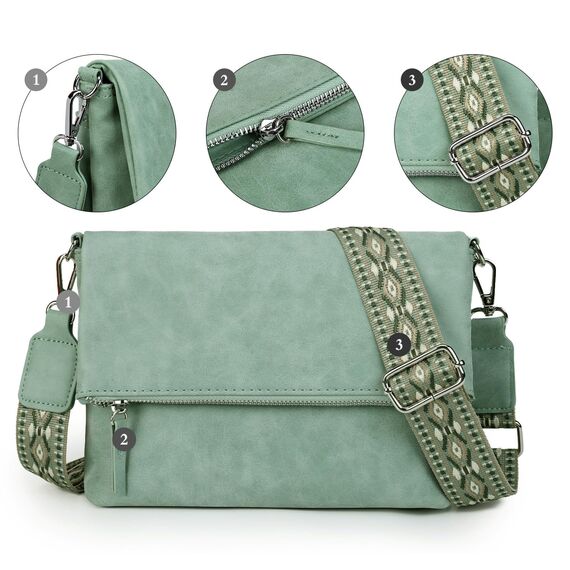 Gladdon Umhängetasche damen,Schultertasche mit Reißverschluss, Crossbody Tasche, Leder Handtasche Klein, Daypack……