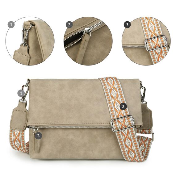 Gladdon Umhängetasche damen,Schultertasche mit Reißverschluss, Crossbody Tasche, Leder Handtasche Klein, Daypack……