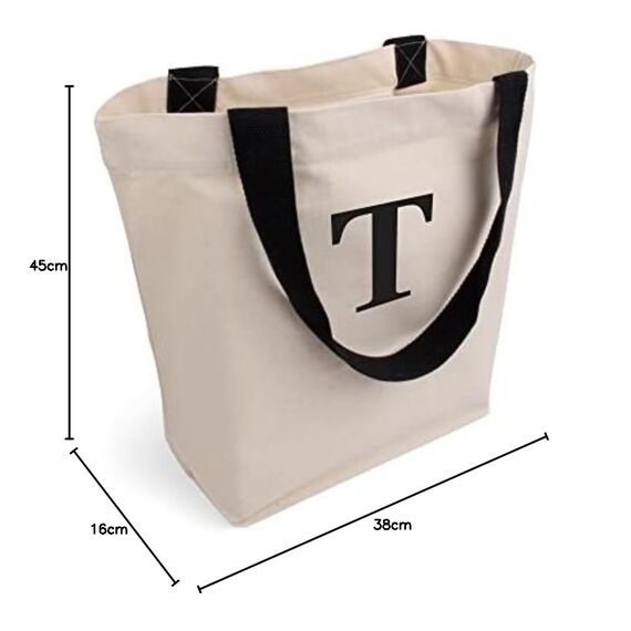 Cottonbagjoe Große Shopper Baumwolltasche 45 × 38 × 10 cm aus 220 g/m² Baumwolle – Stofftasche mit Reißverschluss-Innentasche, Softfinish & schwarzen Henkeln – OEKO-TEX® STANDARD 100