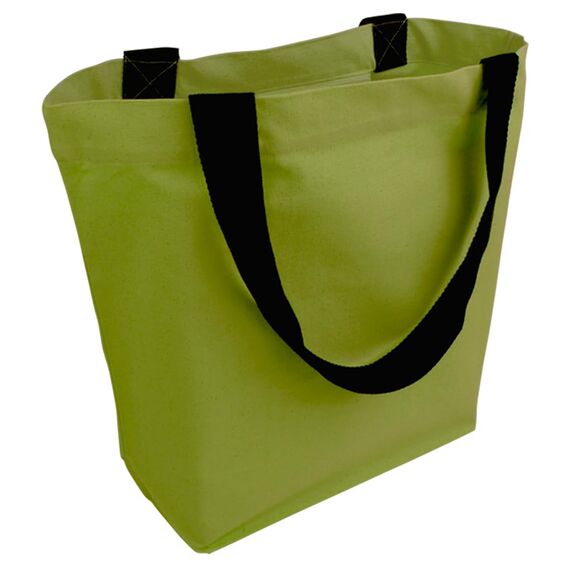 Cottonbagjoe Große Shopper Baumwolltasche 45 × 38 × 10 cm aus 220 g/m² Baumwolle – Stofftasche mit Reißverschluss-Innentasche, Softfinish & schwarzen Henkeln – OEKO-TEX® STANDARD 100