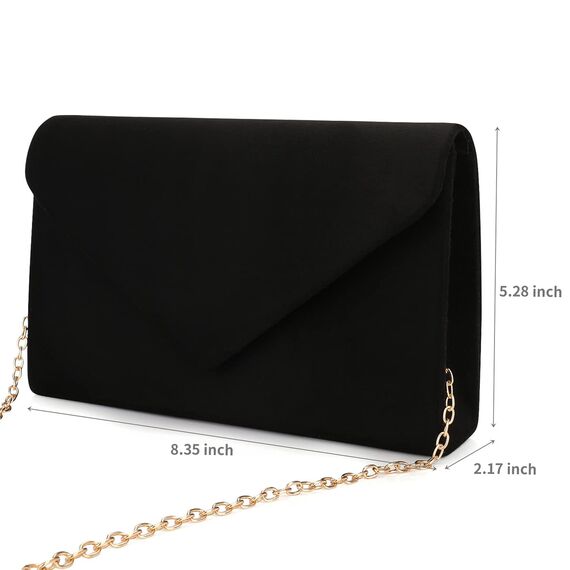 BBjinronjy Clutch Für Hochzeit Kettentasche Damen handtaschen damen klein,elegant Samt Umschlag Crossbody Klassisch Clutch Tasche Abendtasche Hochzeit (Schwarz 2)
