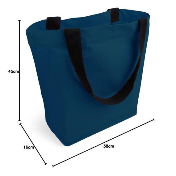 Cottonbagjoe Große Shopper Baumwolltasche 45 × 38 × 10 cm aus 220 g/m² Baumwolle – Stofftasche mit Reißverschluss-Innentasche, Softfinish & schwarzen Henkeln – OEKO-TEX® STANDARD 100