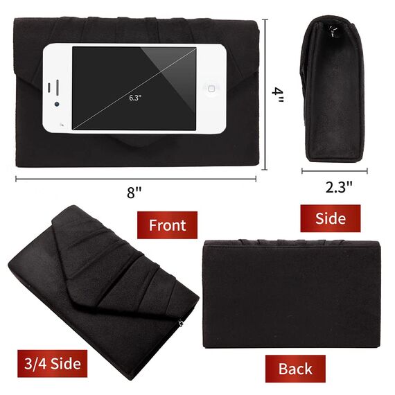 BBjinronjy Clutch Für Hochzeit: Elegante Samt-Handtasche, Kettentasche, Umschlag Crossbody Klassische Abendtasche (Schwarz 3)