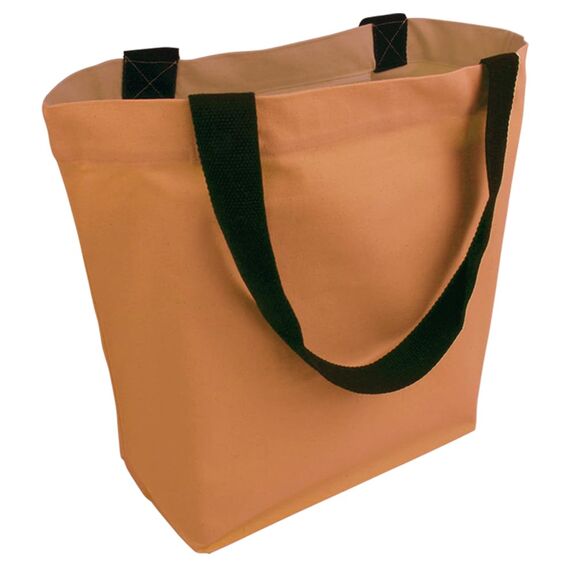 Cottonbagjoe Große Shopper Baumwolltasche 45 × 38 × 10 cm aus 220 g/m² Baumwolle – Stofftasche mit Reißverschluss-Innentasche, Softfinish & schwarzen Henkeln – OEKO-TEX® STANDARD 100