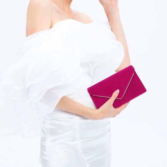 BBjinronjy Clutch Für Hochzeit: Kettentasche, Handtasche Damen Klein, Elegant Samt Umschlag Crossbody Klassisch Tasche Abendtasche (Hot Pink)