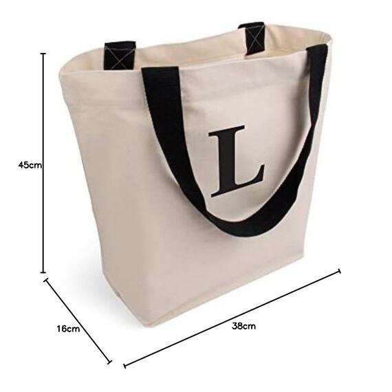 Cottonbagjoe Große Shopper Baumwolltasche 45 × 38 × 10 cm aus 220 g/m² Baumwolle – Stofftasche mit Reißverschluss-Innentasche, Softfinish & schwarzen Henkeln – OEKO-TEX® STANDARD 100