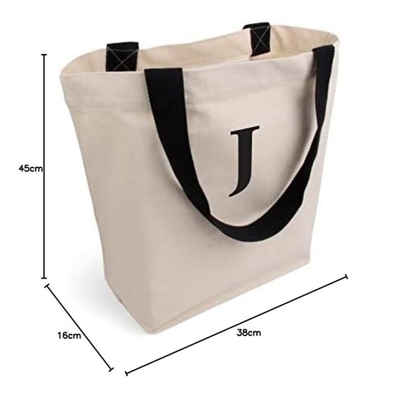 Cottonbagjoe Große Shopper Baumwolltasche 45 × 38 × 10 cm aus 220 g/m² Baumwolle – Stofftasche mit Reißverschluss-Innentasche, Softfinish & schwarzen Henkeln – OEKO-TEX® STANDARD 100