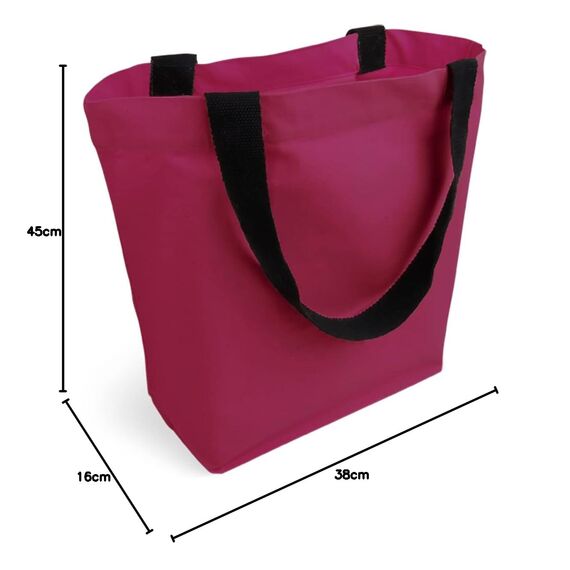 Cottonbagjoe Große Shopper Baumwolltasche 45 × 38 × 10 cm aus 220 g/m² Baumwolle – Stofftasche mit Reißverschluss-Innentasche, Softfinish & schwarzen Henkeln – OEKO-TEX® STANDARD 100