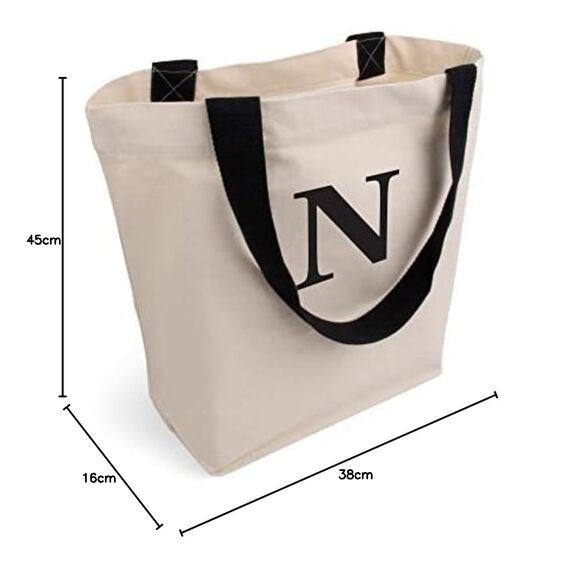 Cottonbagjoe Große Shopper Baumwolltasche 45 × 38 × 10 cm aus 220 g/m² Baumwolle – Stofftasche mit Reißverschluss-Innentasche, Softfinish & schwarzen Henkeln – OEKO-TEX® STANDARD 100