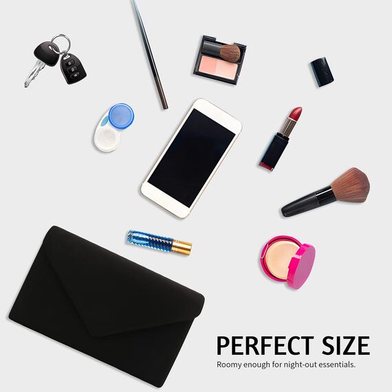 BBjinronjy Clutch Für Hochzeit Kettentasche Damen handtaschen damen klein,elegant Samt Umschlag Crossbody Klassisch Clutch Tasche Abendtasche Hochzeit (Schwarz 2)