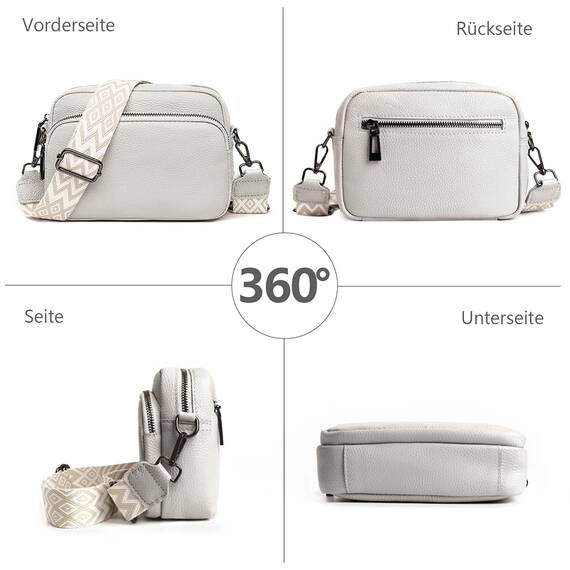 TIAASTAP Damen Umhängetasche Klein Leder Handtasche Crossbody Bag Crossbag Schultertasche Damen Tasche Moderne Taschen mit breitem Schultergurt und 3 Fächern