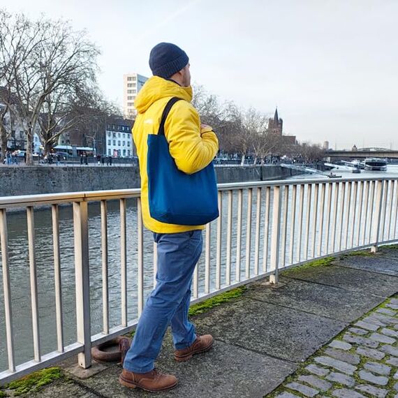 Cottonbagjoe Große Shopper Baumwolltasche 45 × 38 × 10 cm aus 220 g/m² Baumwolle – Stofftasche mit Reißverschluss-Innentasche, Softfinish & schwarzen Henkeln – OEKO-TEX® STANDARD 100