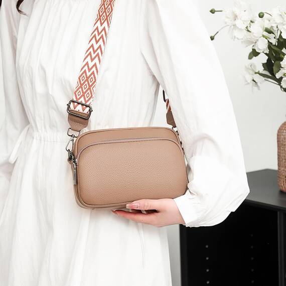TIAASTAP Damen Umhängetasche Klein Leder Handtasche Crossbody Bag Crossbag Schultertasche Damen Tasche Moderne Taschen mit breitem Schultergurt und 3 Fächern