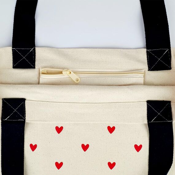 Cottonbagjoe Große Shopper Baumwolltasche 45 × 38 × 10 cm aus 220 g/m² Baumwolle – Stofftasche mit Reißverschluss-Innentasche, Softfinish & schwarzen Henkeln – OEKO-TEX® STANDARD 100