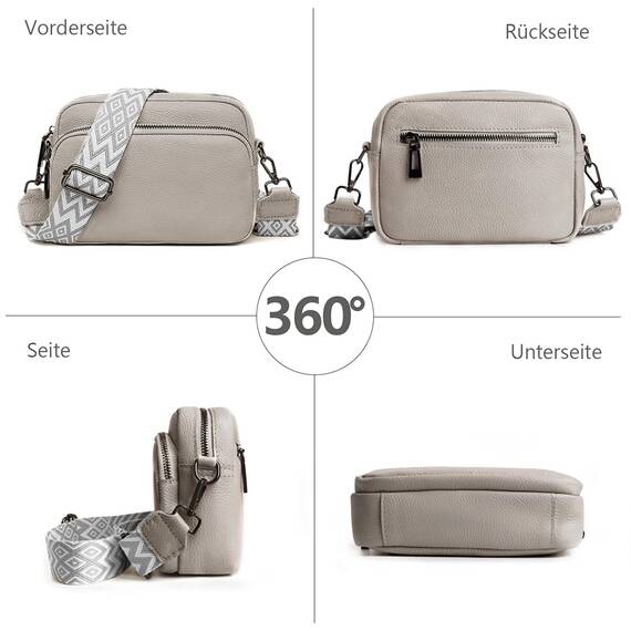 TIAASTAP Damen Umhängetasche Klein Leder Handtasche Crossbody Bag Crossbag Schultertasche Damen Tasche Moderne Taschen mit breitem Schultergurt und 3 Fächern