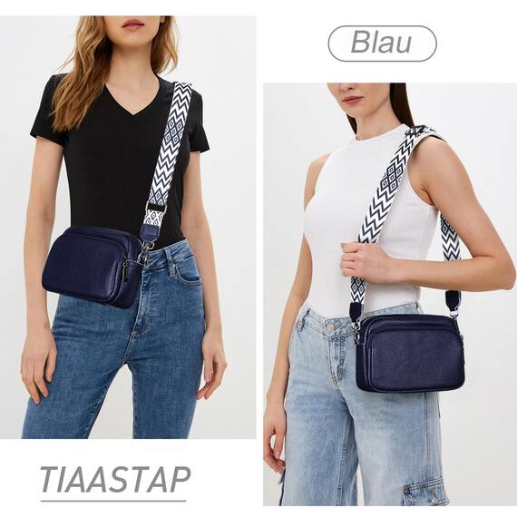 TIAASTAP Damen Umhängetasche Klein Leder Handtasche Crossbody Bag Crossbag Schultertasche Damen Tasche Moderne Taschen mit breitem Schultergurt und 3 Fächern