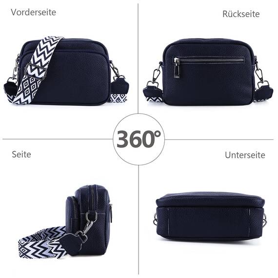 TIAASTAP Damen Umhängetasche Klein Leder Handtasche Crossbody Bag Crossbag Schultertasche Damen Tasche Moderne Taschen mit breitem Schultergurt und 3 Fächern