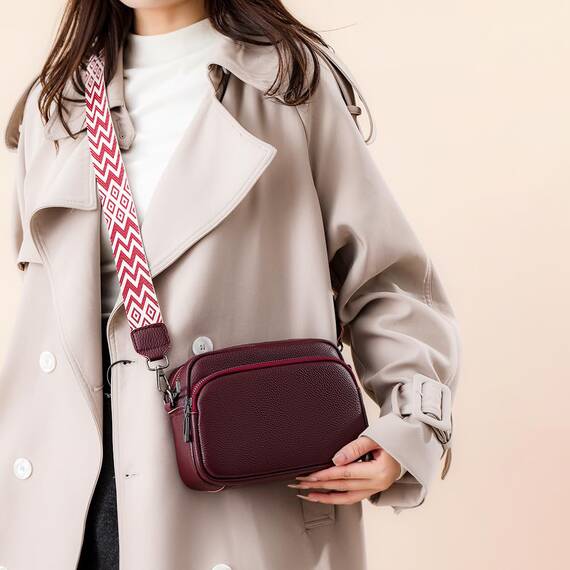 TIAASTAP Damen Umhängetasche Klein Leder Handtasche Crossbody Bag Crossbag Schultertasche Damen Tasche Moderne Taschen mit breitem Schultergurt und 3 Fächern