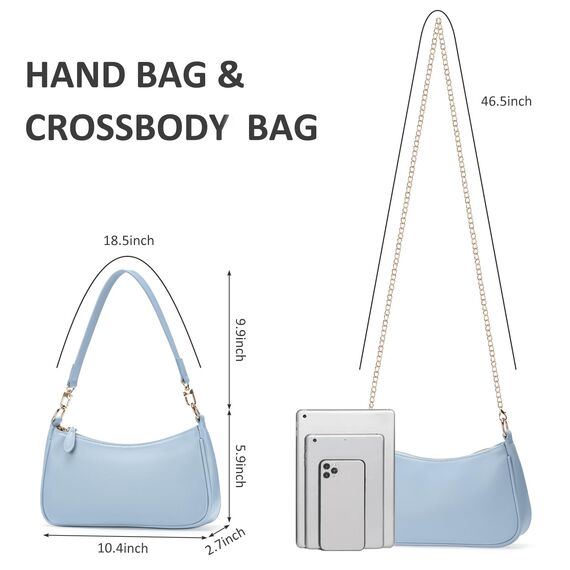 WantGor Clutch Tote Handtaschen, Umhängetasche für Frauen Crossbody Taschen Mini Hobo Bag Retro Vegan Leder Trendy Handtasche (Blau)