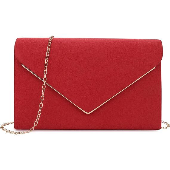 BBjinronjy Clutch Für Hochzeit Kettentasche Damen, handtaschen damen klein,elegant Samt Clutch Umschlag Crossbody Klassisch Tasche Abendtasche Hochzeit (Rot)