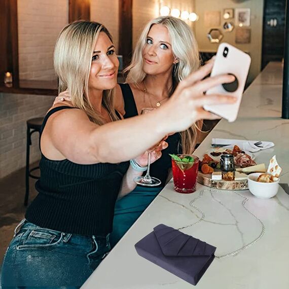 BBjinronjy Clutch Für Hochzeit: Kettentasche, Handtasche Damen Klein, Elegant Samt Umschlag Crossbody Klassisch Tasche Abendtasche (Navy Blau)