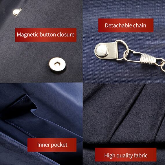 BBjinronjy Clutch Für Hochzeit: Kettentasche, Handtasche Damen Klein, Elegant Samt Umschlag Crossbody Klassisch Tasche Abendtasche (Navy Blau)