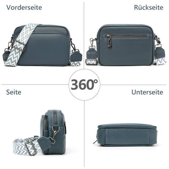 TIAASTAP Damen Umhängetasche Klein Leder Handtasche Crossbody Bag Crossbag Schultertasche Damen Tasche Moderne Taschen mit breitem Schultergurt und 3 Fächern