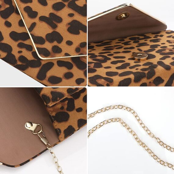 BBjinronjy Clutch Für Hochzeit Kettentasche Damen handtaschen damen klein,elegant Samt Umschlag Crossbody Klassisch Clutch Tasche Abendtasche Hochzeit (Leopard)