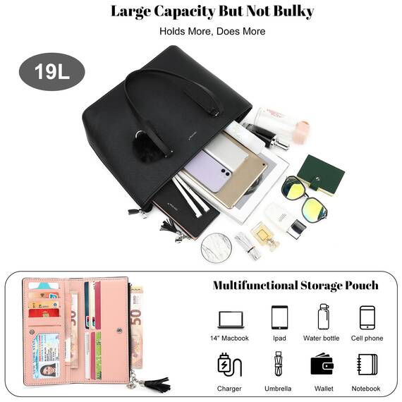 TANTOMI Handtaschen für Damen, 39,6 cm (15,6 Zoll), PU-Leder, Schultertasche, Laptoptasche, leicht, stilvoll, Designer-Schulhandtasche mit Damengeldbörse und Kartenhalter für Einkaufen, Arbeit, Reisen