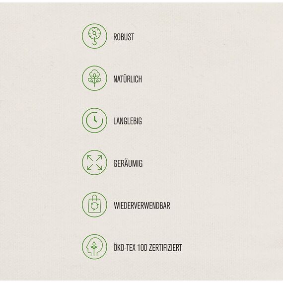 Cottonbagjoe Große Shopper Baumwolltasche 45 × 38 × 10 cm aus 220 g/m² Baumwolle – Stofftasche mit Reißverschluss-Innentasche, Softfinish & schwarzen Henkeln – OEKO-TEX® STANDARD 100