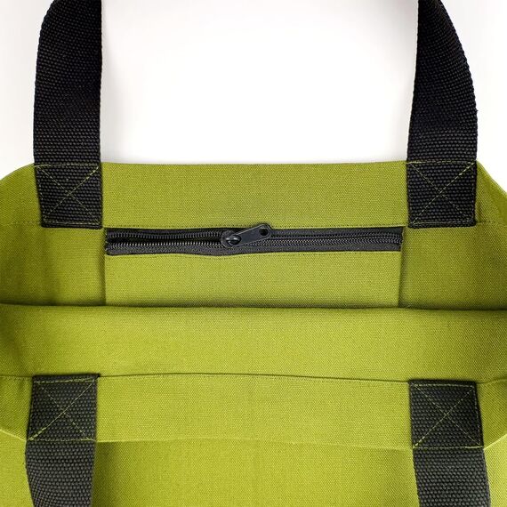 Cottonbagjoe Große Shopper Baumwolltasche 45 × 38 × 10 cm aus 220 g/m² Baumwolle – Stofftasche mit Reißverschluss-Innentasche, Softfinish & schwarzen Henkeln – OEKO-TEX® STANDARD 100