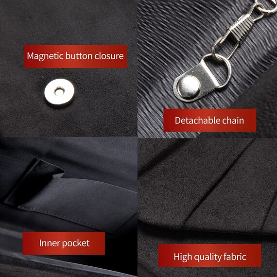 BBjinronjy Clutch Für Hochzeit: Elegante Samt-Handtasche, Kettentasche, Umschlag Crossbody Klassische Abendtasche (Schwarz 3)