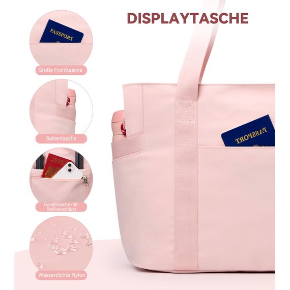 KALIDI Shopper Tasche Damen Handtasche Damen Groß Arbeitstasche Uni Tasche Damen-Shopper Tote Bag Rosa FüR Arbeit, School, BüRo, Schule