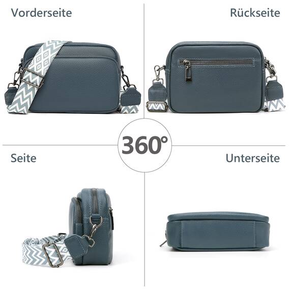 TIAASTAP Damen Umhängetasche Klein Leder Handtasche Crossbody Bag Crossbag Schultertasche Damen Tasche Moderne Taschen mit breitem Schultergurt und 3 Fächern