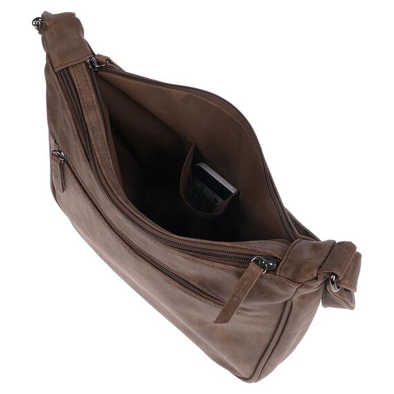 Christian Wippermann Damen Umhängetasche Mittelgroß - Strapazierfähiges, Wasserfestes Kunstleder in Leder Optik - Viele Fächer & Zwei Reißverschlüsse - 30x26x10cm, Trageriemen 155cm - Damenhandtasche